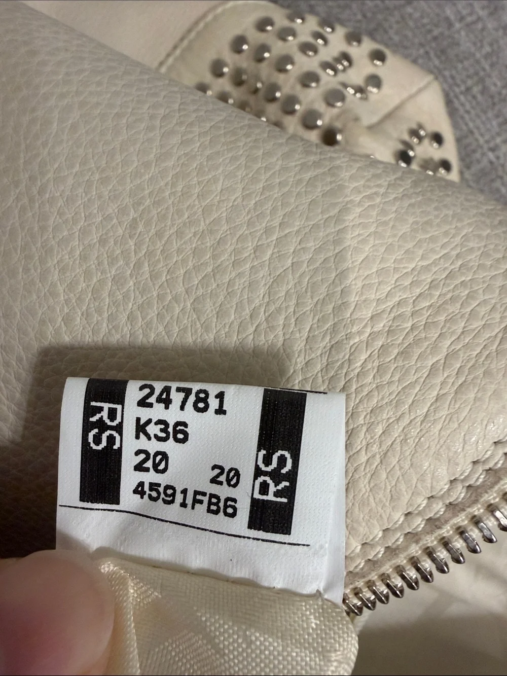 Furla Cream Studded Leather Hobo Shoulder Bag